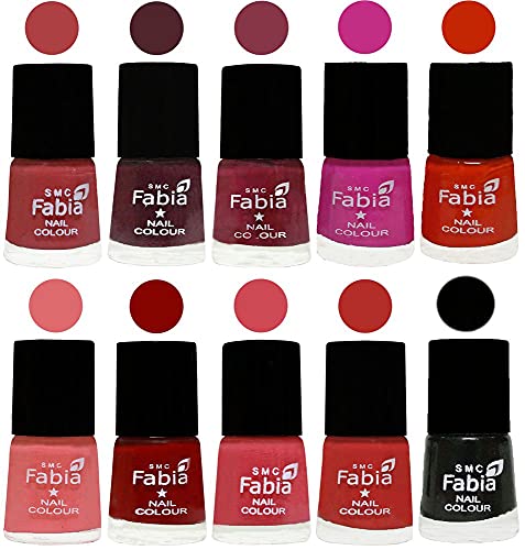 Image of ALL IN ONE (PACK OF 10), Long Lasting Glossy Nail Polish, 6 ml Each, All Vibrant Colours,02259