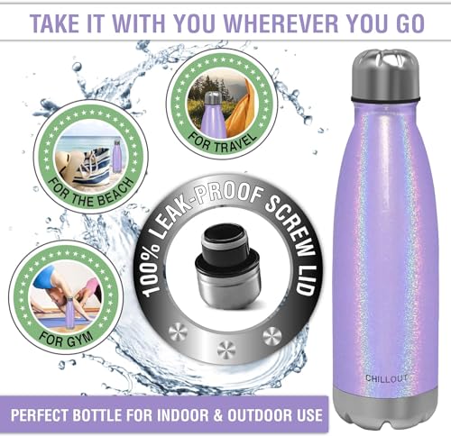 Image of CHILLOUT LIFE 17oz Insulated Stainless Steel Water Bottles, Leak Proof