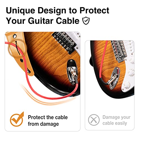 LEKATO Sangle Guitare, Sangle de Guitare Rayée Cuir de Vachette avec Poche à Médiator – avec 6 Crochets/Sangle de Verrouillage – Sangle de Guitare pour Basse, Guitares électriques et Acoustiques - Les Beatles, Paul McCartney, John Lennon, RIngo Starr, George Harrison LEKATO Sangle Guitare, Sangle de Guitare Rayée Cuir de Vachette avec Poche à Médiator - avec 6 Crochets/Sangle de Verrouillage - Sangle de Guitare pour Basse, Guitares électriques et Acoustiques – Image 6