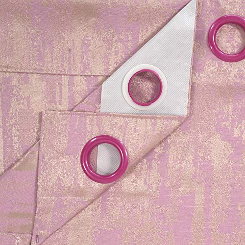 Image of Story@Home Bloom Collection Jacquard Lavish and Modern Rich Textured Solid 4 Piece Eyelet Ring top Window Curtain for Bedroom and Hall - 5 Feet, Textured Pink