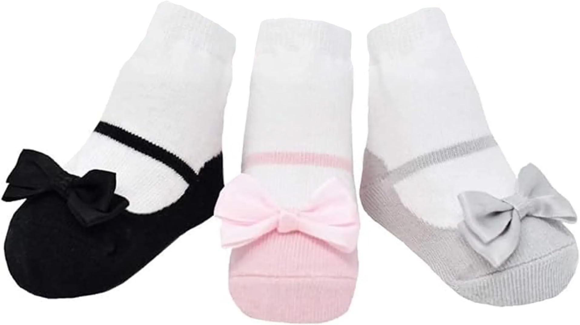 Baby Girl Socks with Mary Jane or Sneaker Shoe Look - Non-slip Gripper Soles - 3 or 6 Pairs - Soft Cotton (US, Age, 0 Months, 12 Months, Little Pretties)