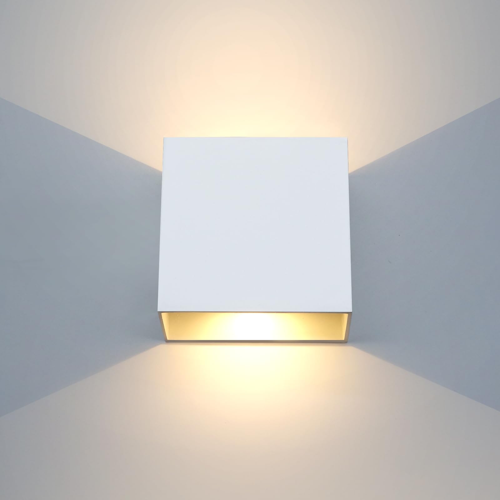 KICAAO 4 Pezzi Applique da Parete Esterno LED Lampada da Parete Interno Moderno Bianco,12W Luce Caldo 3000k, Lampada Muro IP65 Impermeabile Quadrata Alluminio Lampada da Parete Esterna… (4)