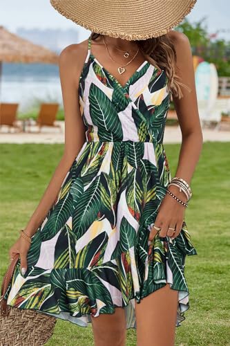 Image of Newshows Women's Lightweight Summer Wrap Dress 2026 V Neck Spaghetti Strap Midi Beach Vacation Sundress