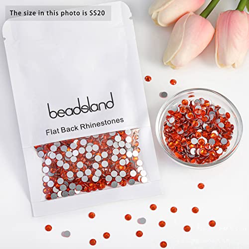 Image of Beadsland Flat Back Crystal Rhinestones,Orange, SS20, 1440pcs