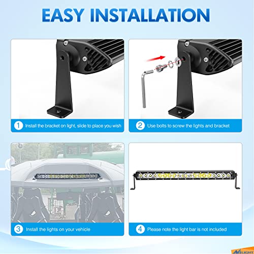 Image of Nilight 2PCS Universal Side-Mounted Brackets Adjustable Compatible with Straight or Curved Led Light Bar, 2 Years Warranty,Black
