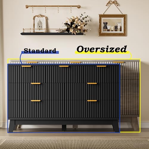 Image of BORNOON Fluted 7 Drawer Dresser, 47.2 inch Wide Modern Boho Chest of Drawers, Wooden Storage Dresser TV Stand for Bedroom, Living Room, Closet, Hallway, Curved Profile Design