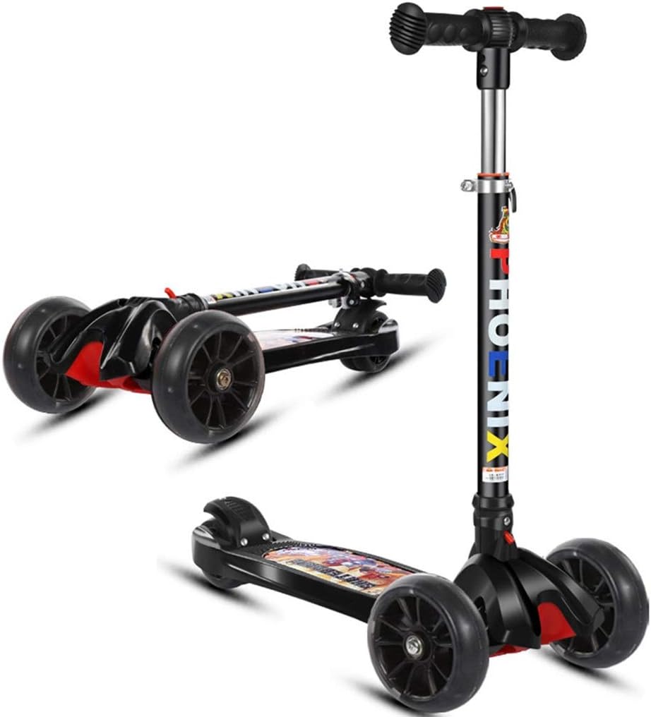 CZTC Kids' Scooters Mini Scooter Alloy Steel Wheels City Roller Skateboard Adjust ( Color : Black )