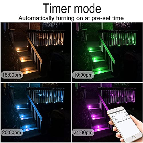 Sumaote Led Deck Light Kit, 30Pcs Φ1.22 Wifi Smartphone Control Low Voltage Recessed Rgbw Deck Lighting Waterproof Outdoor Stair Patio Path Soffit Decoration For Alexa,Google Home,Black #TOP4