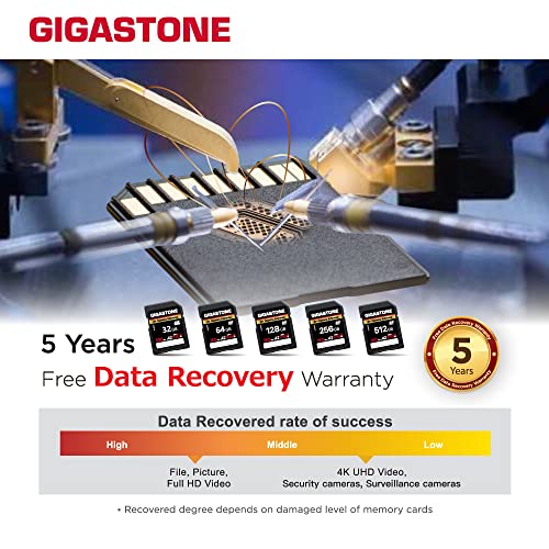 Image of 【5-Years Data Recovery】 GIGASTONE 32GB SD Card 5-Pack, 4K Camera Extreme, UHS-I A2 V30 SDHC Memory Card 4K Full HD Video Speed up to 100MB /s Compatible with SPYPOINT TACTACAM Trail Camera