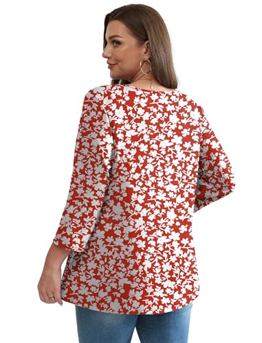 Image of OFEEFAN 3 /4 Length Sleeve Womens Tops 2026 Blouses for Women Dressy Casual Fashion Clothing V Neck Babydoll Tops Fall Outfits
