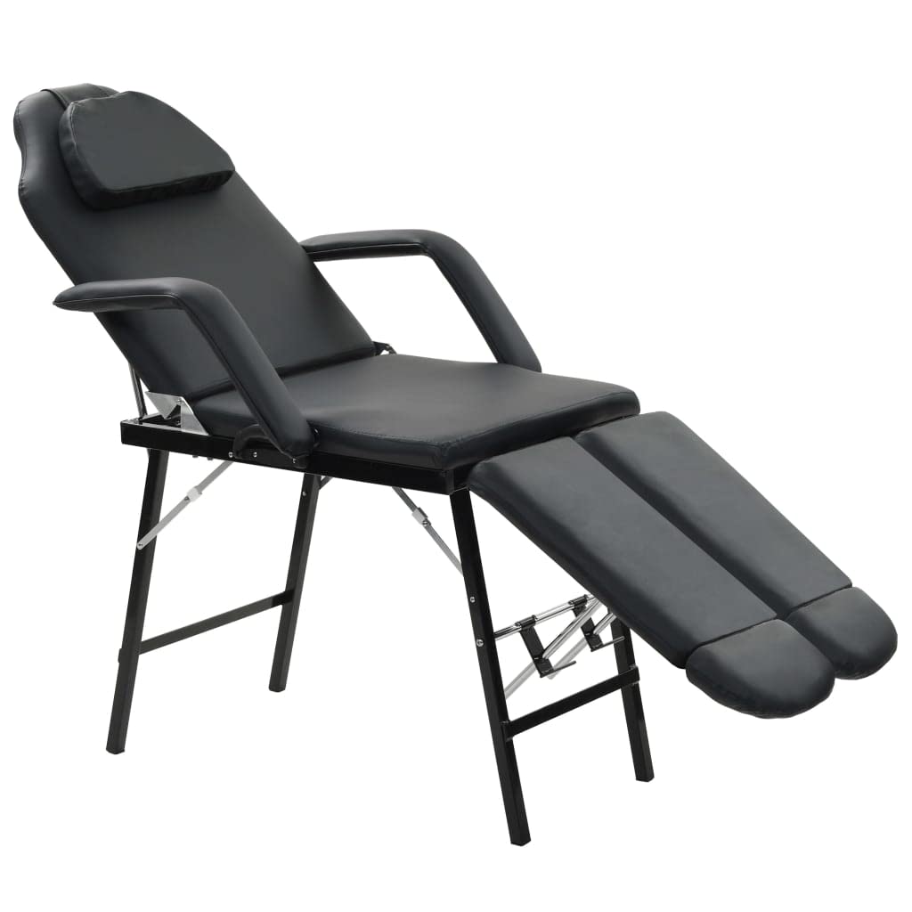 Refined Kosmetikliege Massageliege Massagebank Behandlungsstuhl Tragbarer Kosmetikstuhl Kunstleder 185x78x76 cm Schwarz