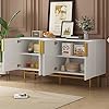 Rtopsu Credenza, Madia Moderna Mobile da Cucina con 4 Ante e 2 Ripiani, Mobile Contenitore Mobile Dispensa Cucina Buffet da Cucina per Soggiorno Cucina Sala da Pranzo, 152,5x40,5x80 cm, Bianco #3