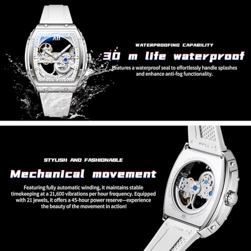 Image of OLEVS Skeleton Mechanical Watch Men Self Winding Luxury Business Dress Male Watch Wrist Watches Calendar Red Watches