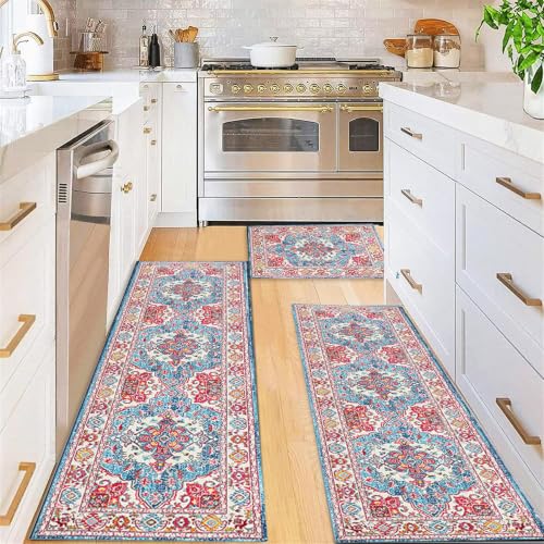Apioiqa Boho Kitchen Rugs Set of 3, Non Slip Washable Kitchen Mats Colorful by Apioiqa - Used condition - Image 3