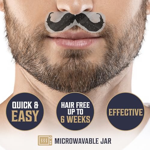 Image of Viking Revolution Nose Hair Waxing Kit for Men - Quick Kit Men with 24 Wax Sticks - Nose Hair Wax Kit Includes Mustache Sticker Guard and Post-Wax Calming Wipes with Aloe Vera (3.5 oz)