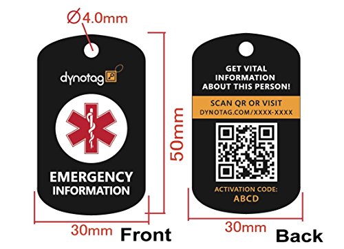Dynotag Superalert™ Smart Medical Id With Detailed Online Profile; Military Style Steel Pendant & Chain Set, With Lifetime Subscription #TOP5