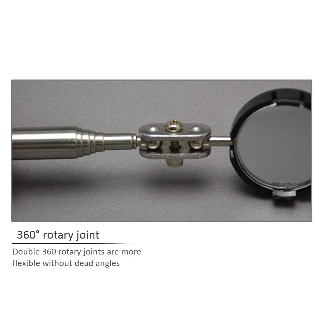 Miroirs d'inspection télescopiques Miroir de Circulation Outil télescopique à col pivotant pour Miroir d'inspection (82 mm)