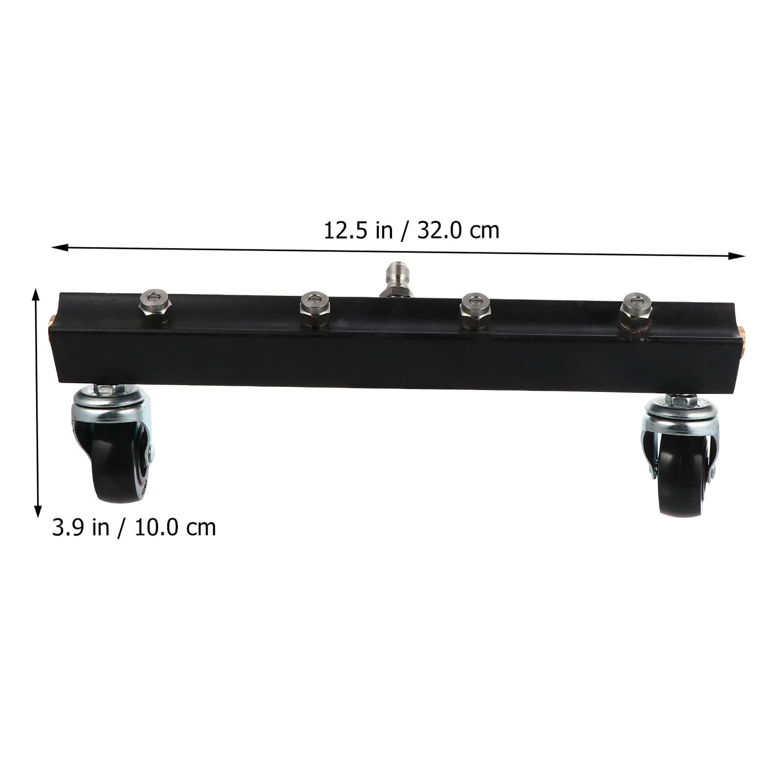 Limpiador de Chasis de Alta Presión Rueda, Acero Inoxidable | Conector 1/4 de Conexión Rápida, para Chasis y Suelo, Acabado Negro Latón y Plástico