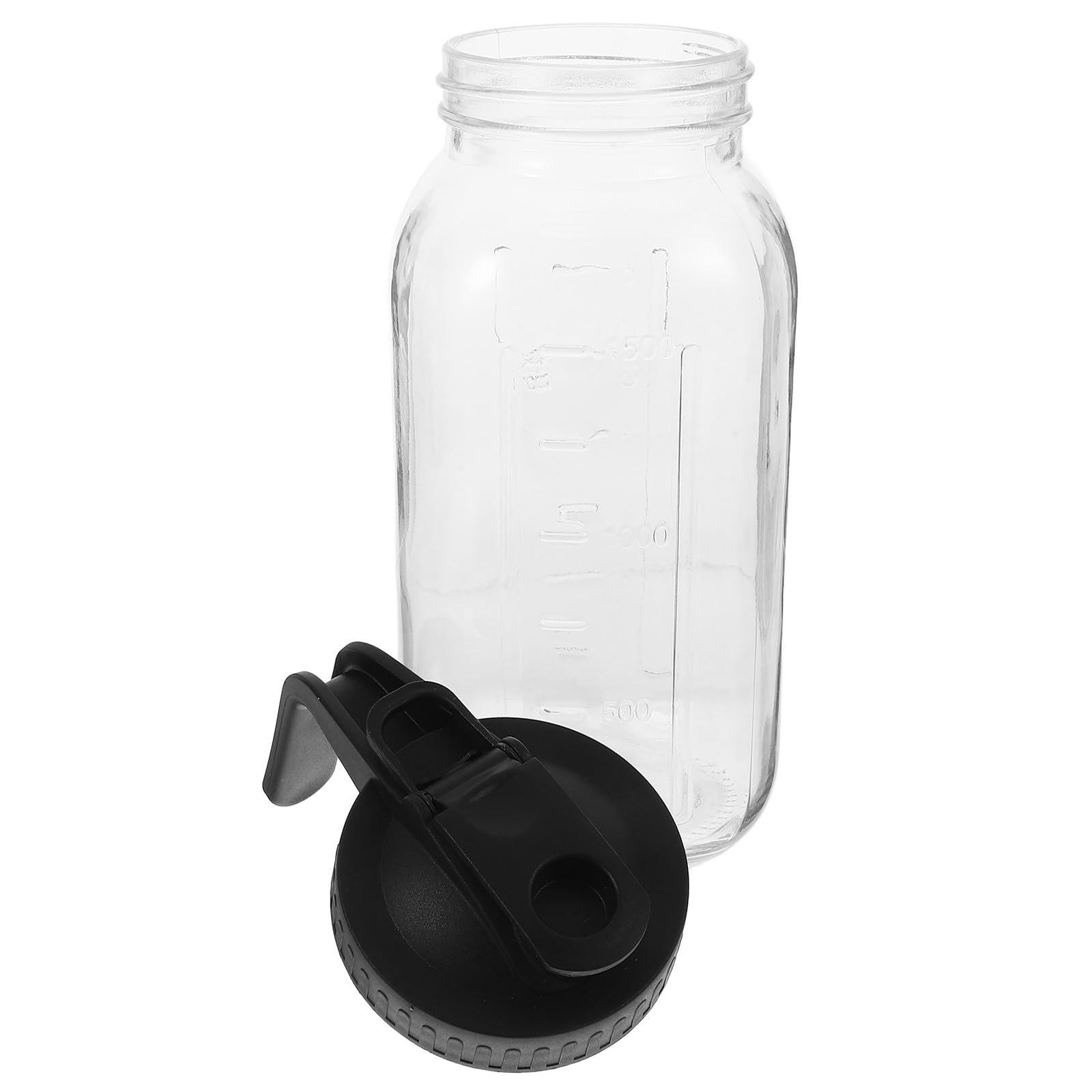 BESPORTBLE Jarra de Vidrio de 64 Oz con Tapa Negra y Asa Ergonómica, Jarra Medidora con Escala para Bebidas Frías, Jugo y Agua, Accesorio Adecuado para Nevera y Restaurante