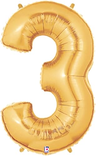Globos con forma de números Burton & Burton, de color oro, de 40 pulgadas, 3
