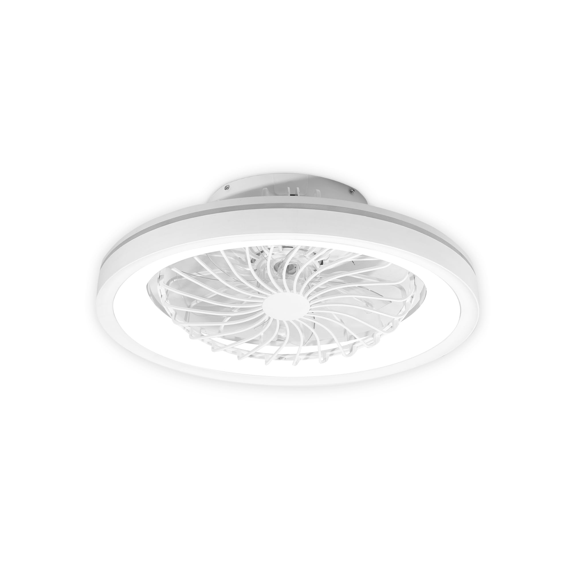 Zephir Ventilatore Plafoniera LED 40W Con Telecomando, RGB E CCT, Corpo Rotante 360°, 6 Velocità, Funzione Reverse, Timer, 7 Pale Trasparenti