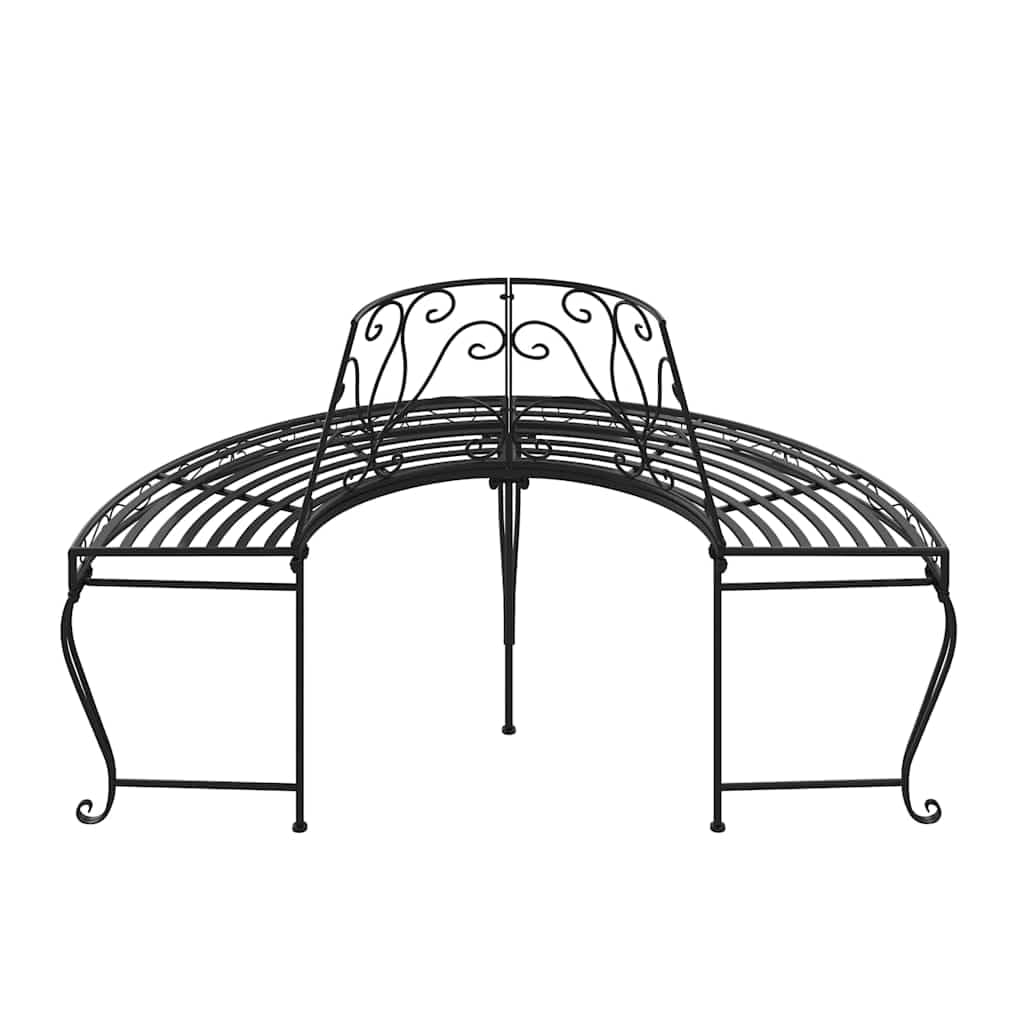 Banco de jardín de acero semicircular negro