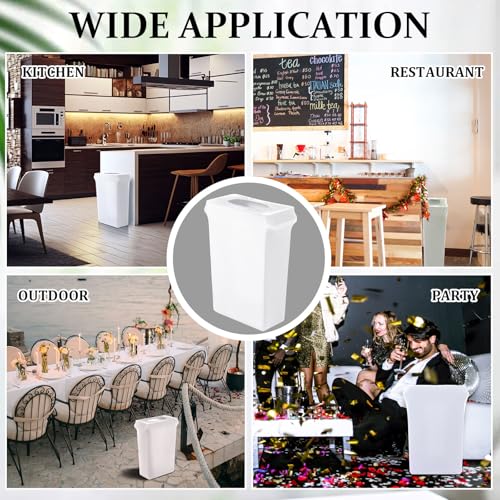 Image of Windyun 2 Pcs 23 Gallon Spandex Stretchable Trash Can Cover Wedding Party Fundraiser Decorations for Home Garden (Not Include Trash Can) (White)