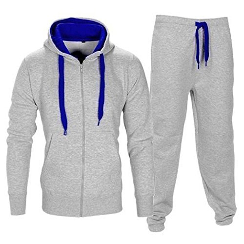 Kids Contrast Cord Fleece Full Zip Up Kids Tracksuit Hoodie Gym Suit Jogging Joggers