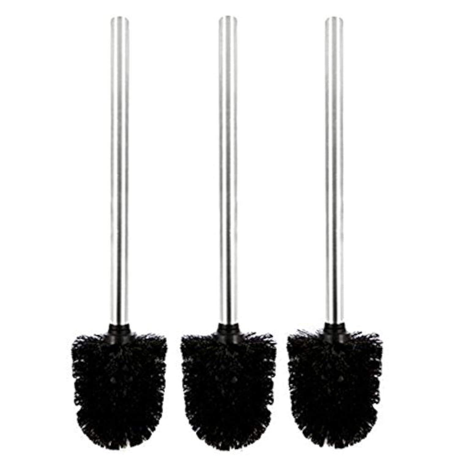 Sleek Black Stainless Steel Anti-Odor Toilet Brush Cleaning Set, 3 Pack