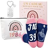 Xuniea Coffret Cadeau Anniversaire Femme 40 Ans – 1986 Trousse Maquillage, Chaussettes & Porte Clés avec Boîte, Idée Cadeau Originale Humour Femme Née en 1986, Set Accessoire 40e Anniversaire