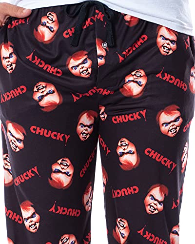 Bioworld Chucky Mens' Face and Logo Toss Print Pajama Lounge Pants Sleepwear3