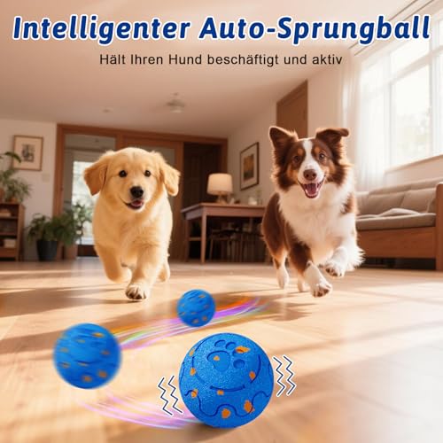 Interaktiver Spielball für Hunde, Hundespielzeug Ball, Intelligenter Selbstbewegender Hundeball, Hundeball Unzerstörbar, Self Moving Dog Ball, Hundespielzeug Elektrisch, für Mittlere Große Hunde(Blau