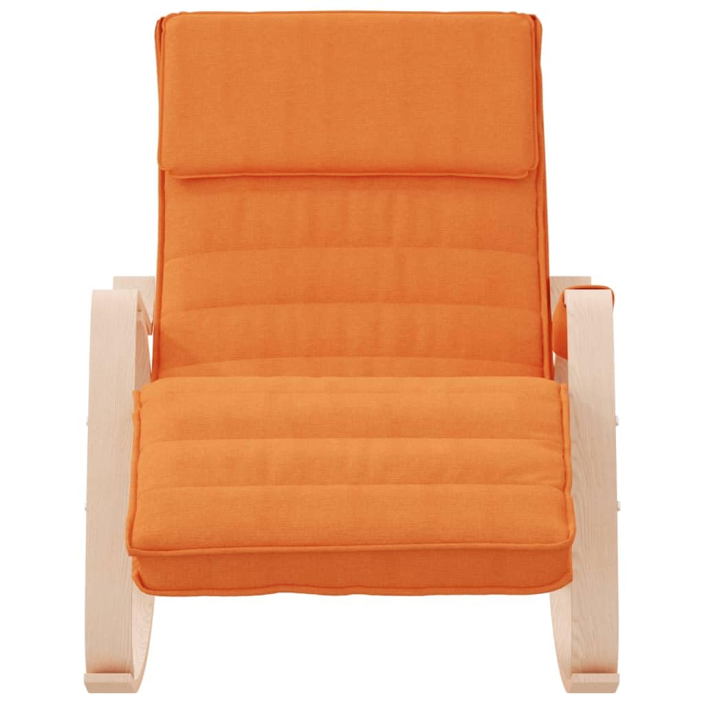 Mecedora de tela amarilla oscura con acolchado, estructura de madera de abedul maciza, asiento ergonómico, reposabrazos y respaldo para salón, dormitorio y salón para relajarse y leer