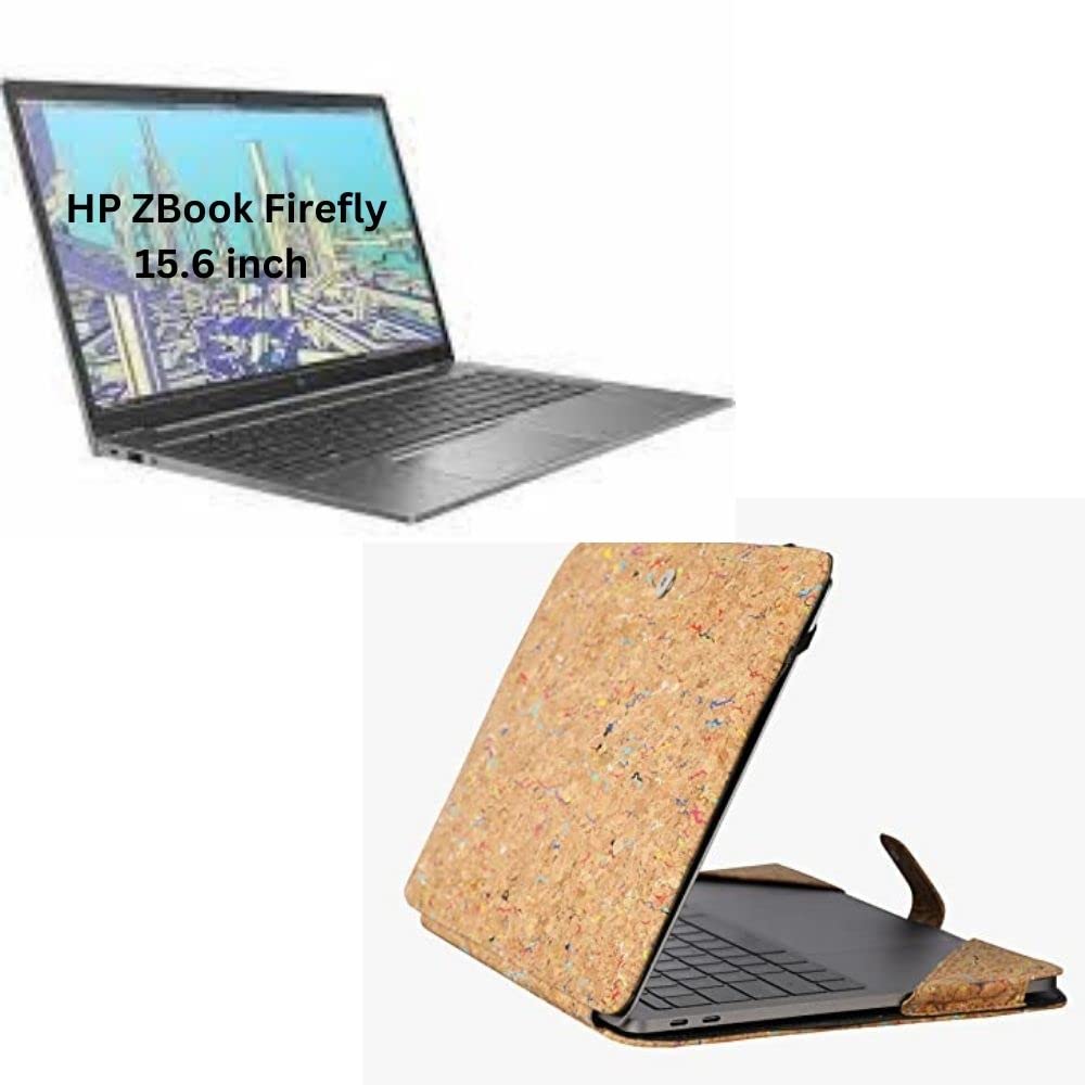 ENTHOPIA 15 to 16 Inches Folio Laptop Case Cover Vegan Leather Compatible for MacBook, Lenovo, Hp, Dell &Other Notebooks - Colourful Cork