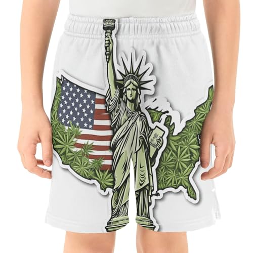 DOMIKING Statue Map Kids Shorts Pull-on Boys Shorts with Elastic Waist Casual Athletic Pants for Playwear Outdoor Summer2