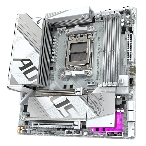 Image of GIGABYTE B850M AORUS Elite WIFI6E ICE Motherboard- AMD Ryzen 9000 Series CPUs, 12+2+1 Phases Digital VRM, up to 8200MHz DDR5 (OC), 1xPCIe 5.0 + 1xPCIe 4.0 M.2, 2.5LAN, WiFi 7, USB 3.2 Gen 2