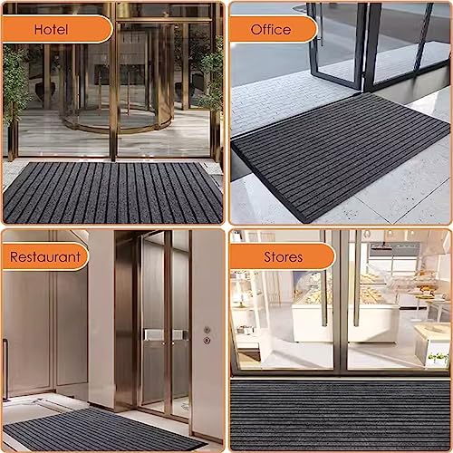 Tapis de porte d'entrée absorbant l'eau avec traitement lavable haute performance - 4
