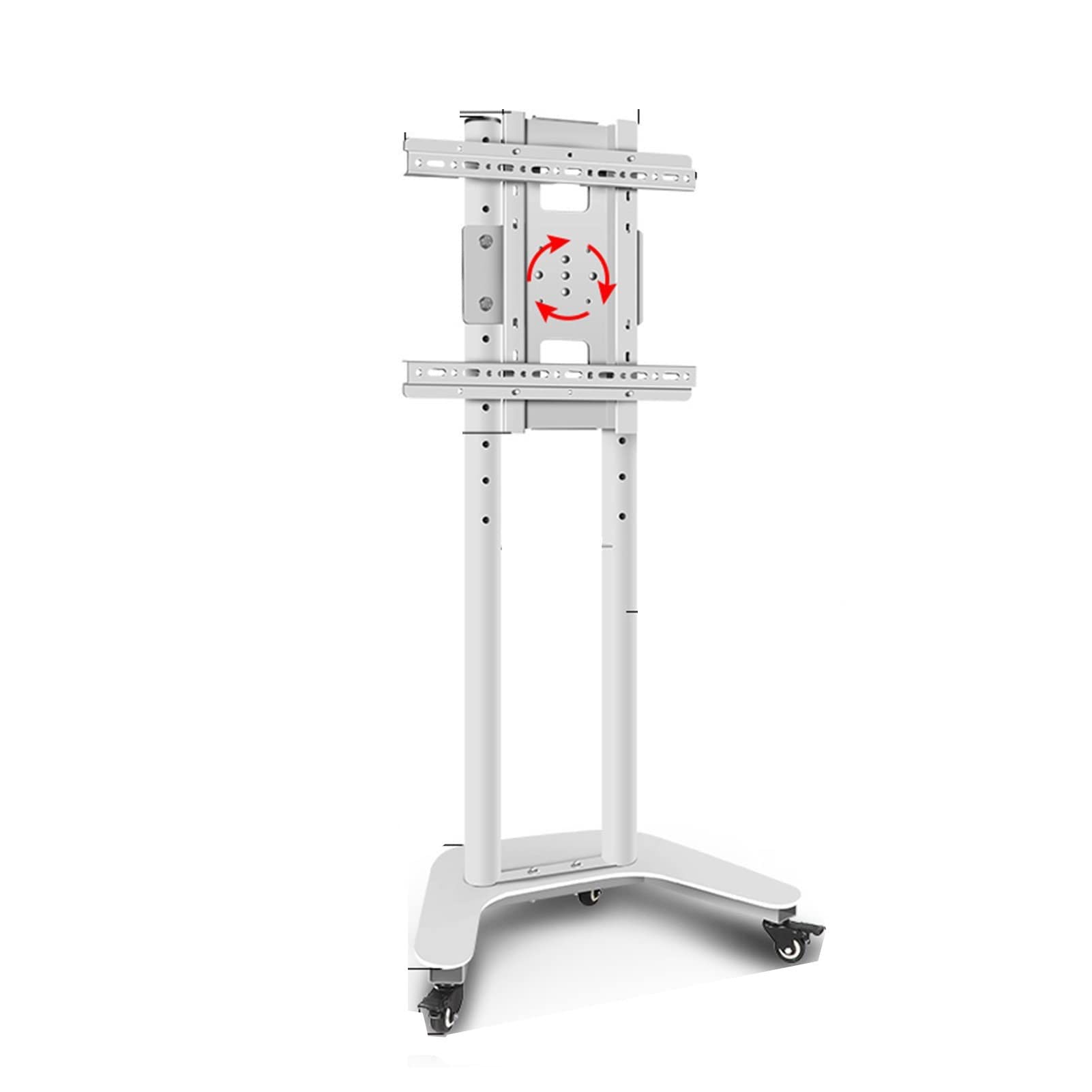 HPTHLY Mobile Tv Cart Stand With Wheels, Height Adjustable Floor Tv Stand Holders, Horizontal And Vertical Screen Rotation Rolling, For 32-60 Inch Screen Tvs(White)