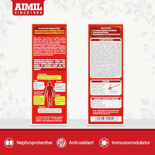 Image of AIMIL Neeri KFT Sugar Free Syrup - 200ml | Ayurvedic Kidney Function Toner & Nephro-Protective Supplement | Helps Maintain Normal Creatinine and Reduces Renal Oxidative Stress (Pack of 6)