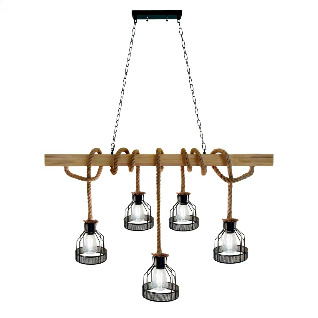 Lampadario Vintage Retro In Corda Di Bambù Con 6 Teste A Sospensione Lampadario Corda Canapa Industriale E27 Per Cucina Soggiorno Sala Da Pranzo Bar Caffe Ristorante Pizzeria Locale B23 6 - 5