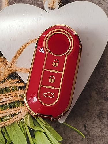 StyleC Remote Flip Key Cover compatible with FIAT 500 Panda Punto Bravo Stilo & Lancia, Red - Image 4