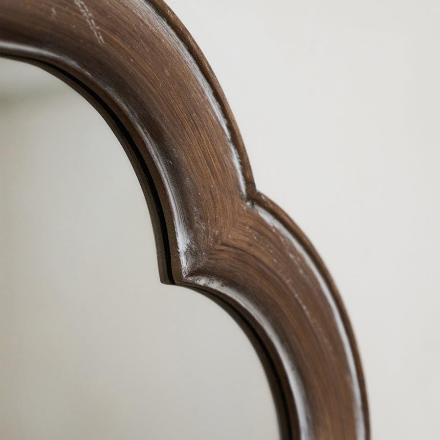 Image of Full Length White Washed Wood Arched Mirror Frame 150CM X 60CM Anticq Finish Natural Wood Only Frame with Out Mirror No Glass (Brown)