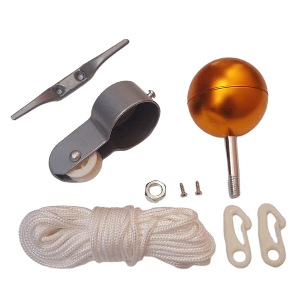 LOSA 1 Set Flag Pole Repair Kit 2 Dia Truck Pulley Gold Ball Cleat Clips Rope"-image-35