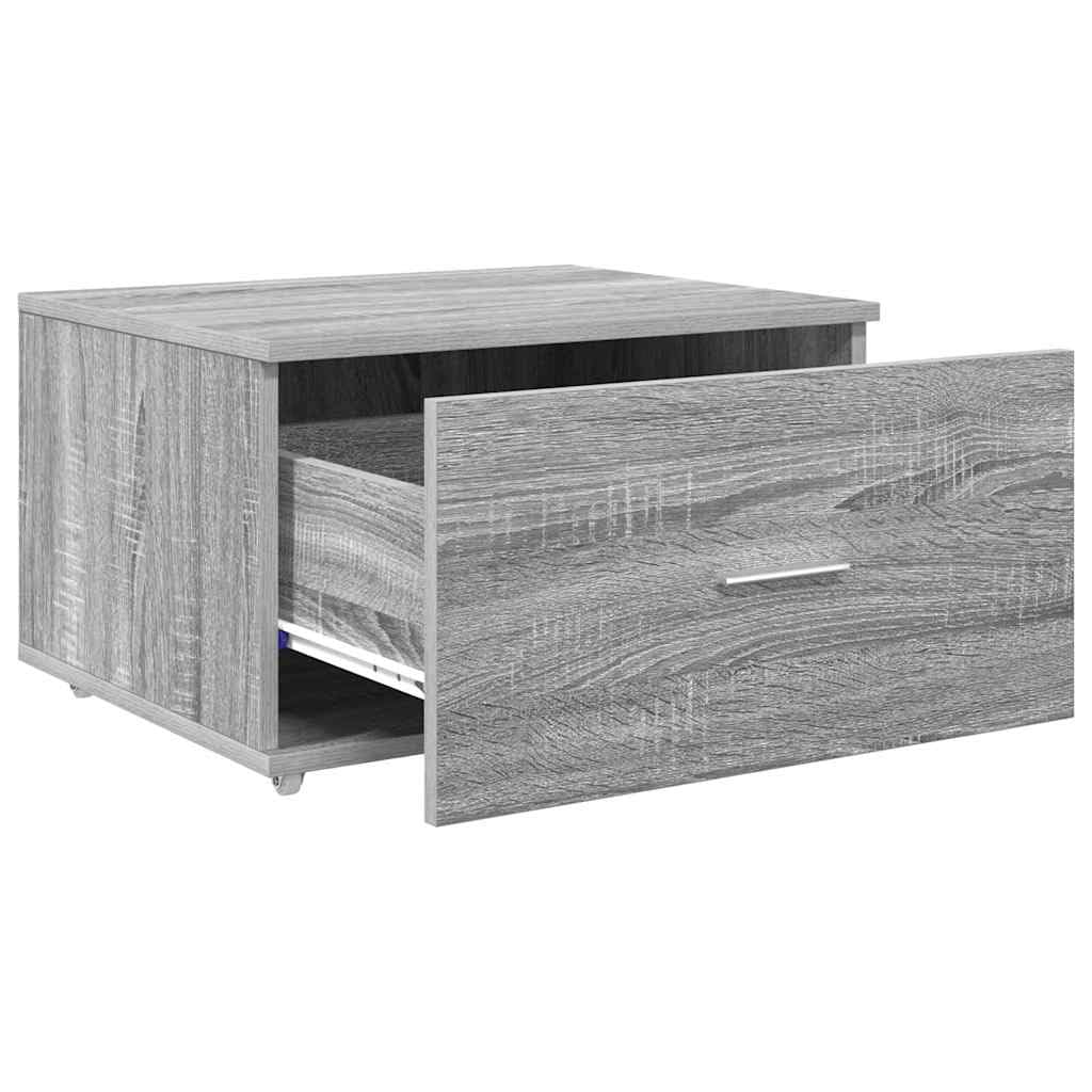 Cassettiera con ruote, colore grigio sonoma, 55 x 45 x 31 cm, mobile con ruote in legno con 1 cassetto, per casa, ufficio e camera da letto