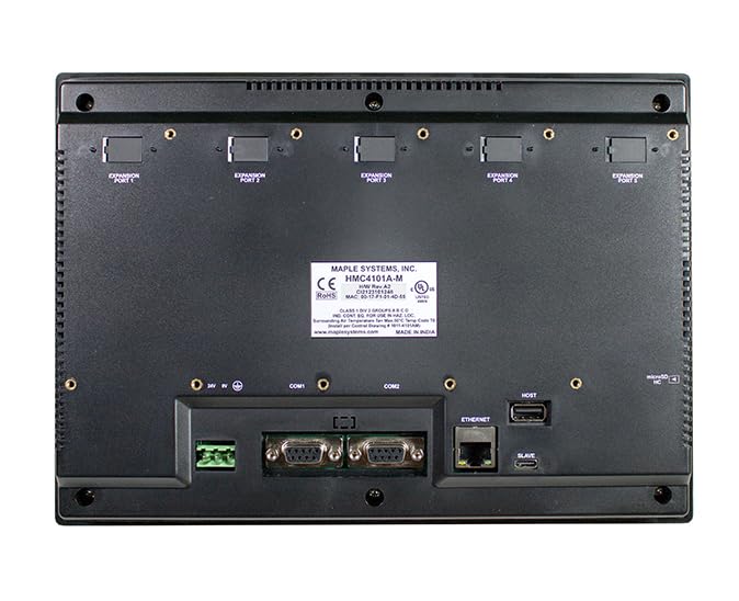 Image of HMI + PLC Combo, 10.1 inch Touchscreen Display, Add up to 5 I /O Modules (Sold Separately), HMC4101A-M, C1D2, Maple Systems, Free All-in-One Configuration and Programming Software