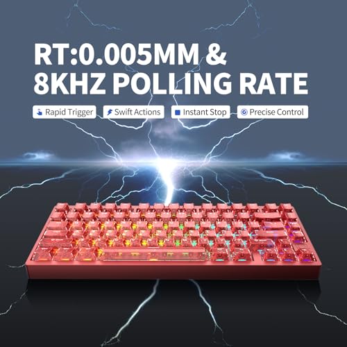 Image of IROK MG75PRO 81 Keys Wired Magnetic Switch Mechanical Keyboard, Hall Effect, 8KHZ /ARGB /CNC Aluminum, Gasket Structure Gaming Keyboard(Red)