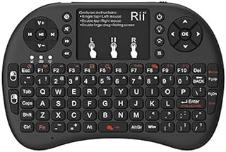 Rii 2.4GHz Mini Wireless Keyboard with Touchpad&QWERTY Keyboard, Backlit Portable Keyboard with Remote Control for Laptop/PC/Tablets/Windows/Mac/TV/Xbox/PS3/Raspberry Pi .(Black)
