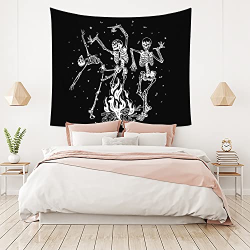 Shuihan Skeleton Tapestry Skull Tapestry Starry Tapestry Black And White Stars Bonfire Dance Music Tapestry Wall Hanging For Living Room Bedroom Aesthetic (51 X 59Inch) #TOP2