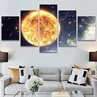 SIGNWIN 5 Panel Canvas Wall Art Modern Art Astronomy & Space Colorful Cosmic Decorative Elements Multicolor Photography for Home Decorations Ready to Hang - 60