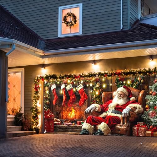 Couverture de porte de garage du Père Noël en textile premium 8x7 pieds - 3